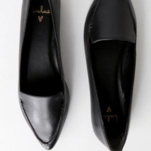 Emmy Leather Black Pointed Toe Loafers